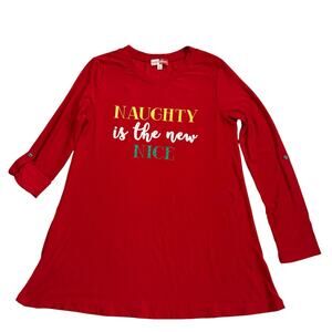 MERRY WEAR | Naughty is the New Nice Christmas Holiday Top T-Shirt Tunic sz-M